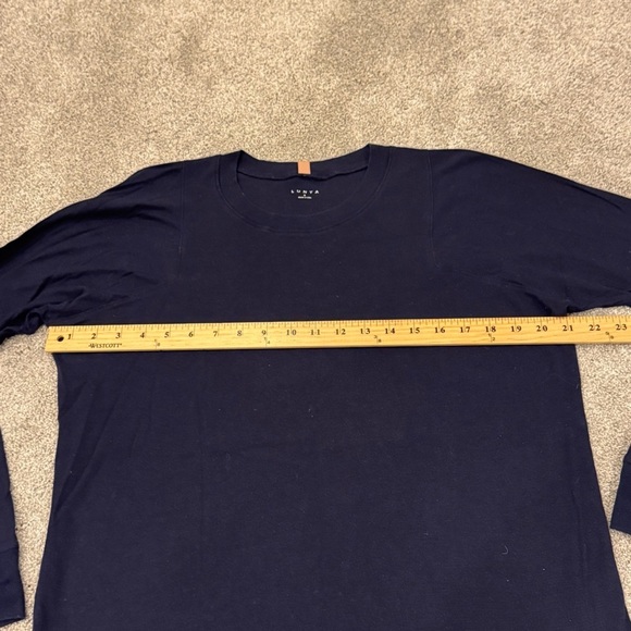 Lunya Restore Long Sleeve Crew Neck Tee Shirt Navy Blue Size Small EUC - Picture 6 of 9